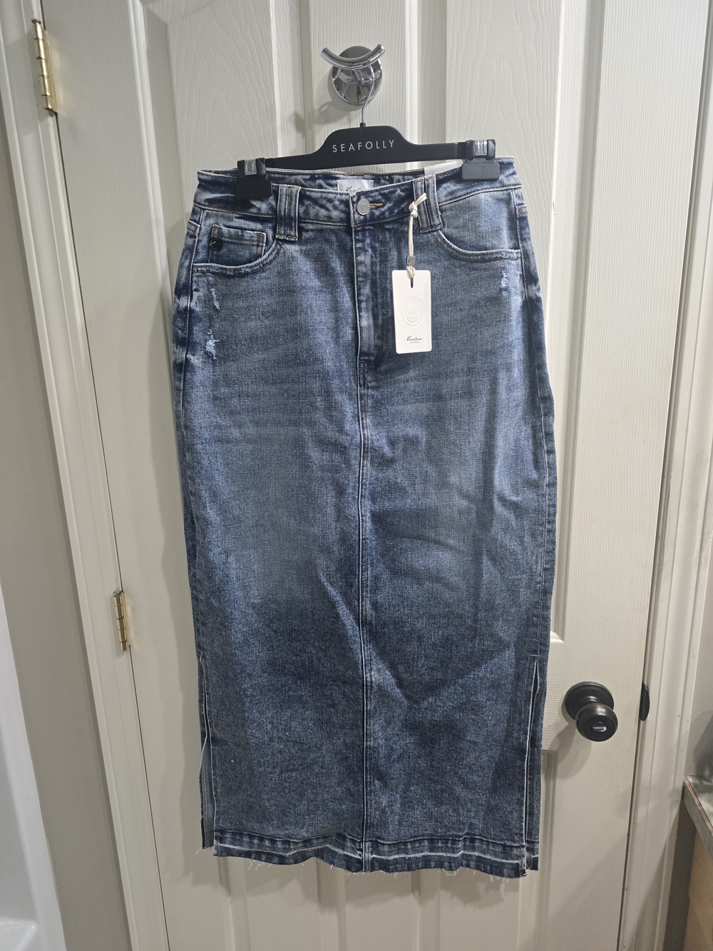 Seafolly Mid Blue Straight Denim Skirt